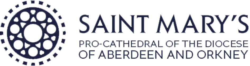 Logo for Saint Mary's Pro-Cathedral, Diocese of Aberdeen and Orkney, with a circular decorative emblem and accompanying text.