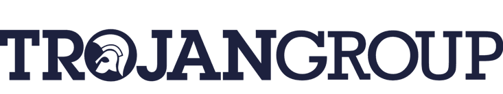 Trojan Group logo: the word TROJANGROUP with a stylized Trojan helmet inside the O