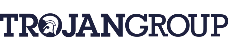 Trojan Group logo: the word TROJANGROUP with a stylized Trojan helmet inside the O
